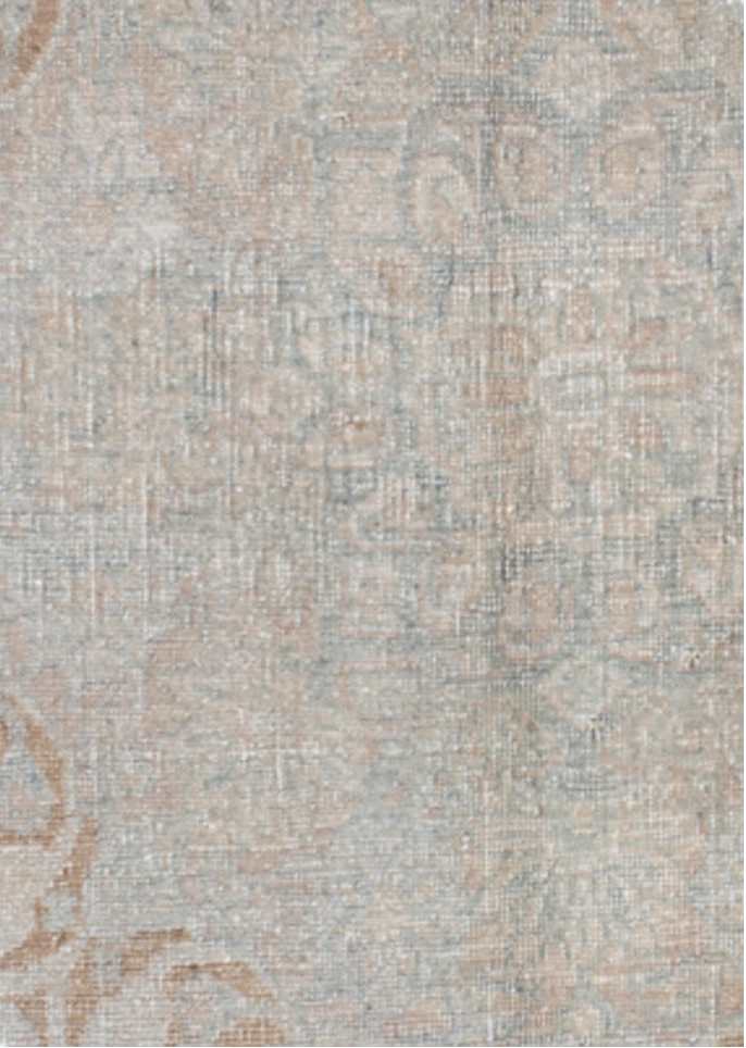 9' x 12' one-of-a-kind handmade vintage Tabriz large size rug. Color palette: light gray, off-white, gray, brown, dark gray