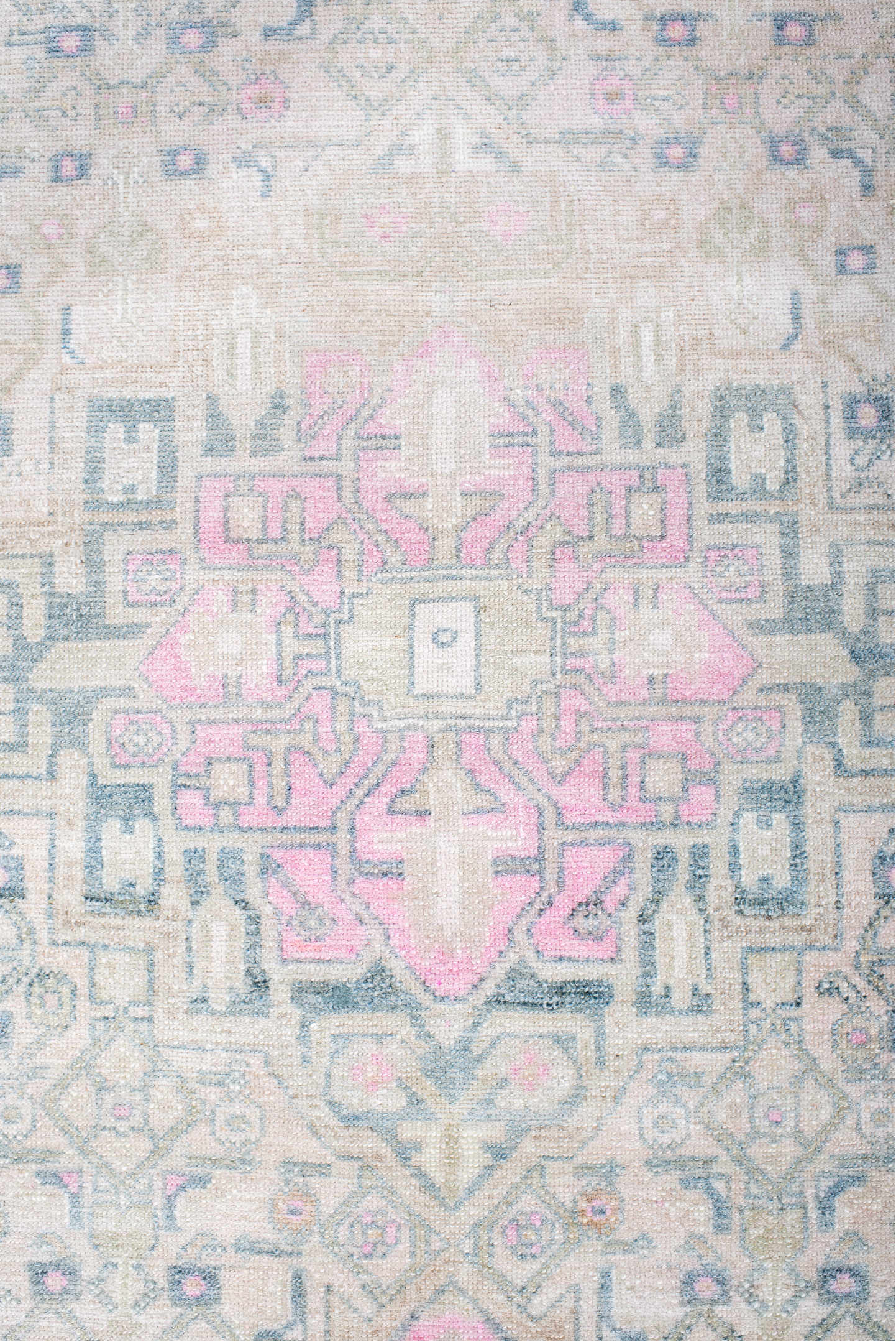 3' x 7' one-of-a-kind handmade vintage Malayer runner rug. Color palette: blue, gainsboro, gray, light blue, light gray