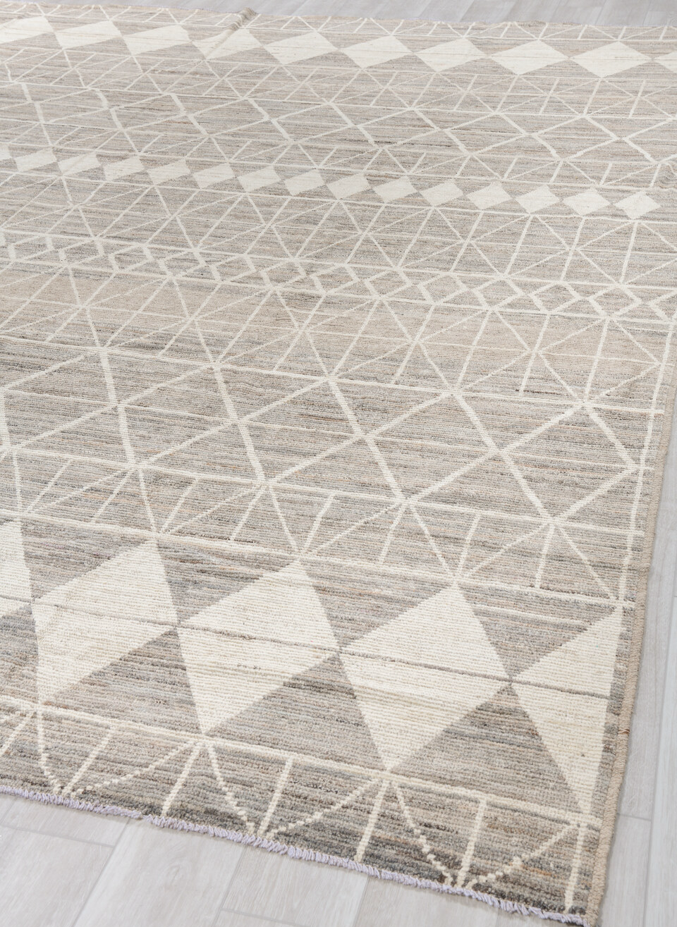 10' x 13' one-of-a-kind handmade vintage Tulu large size rug. Color palette: dark gray, dim gray, gainsboro, gray