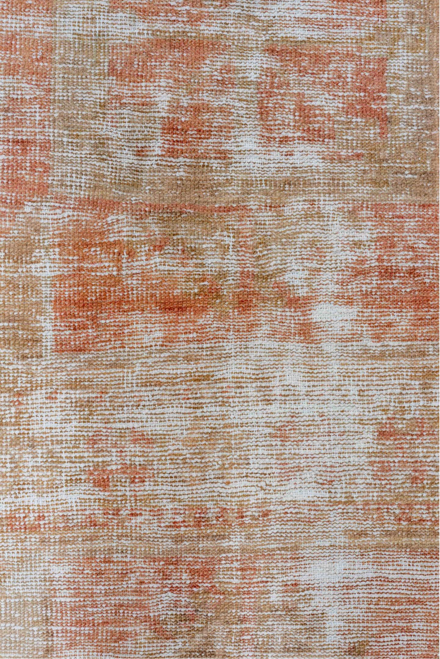 2' x 9' one-of-a-kind handmade vintage Oushak runner rug. Color palette: pink, off-white, brown, light gray, gray, orange