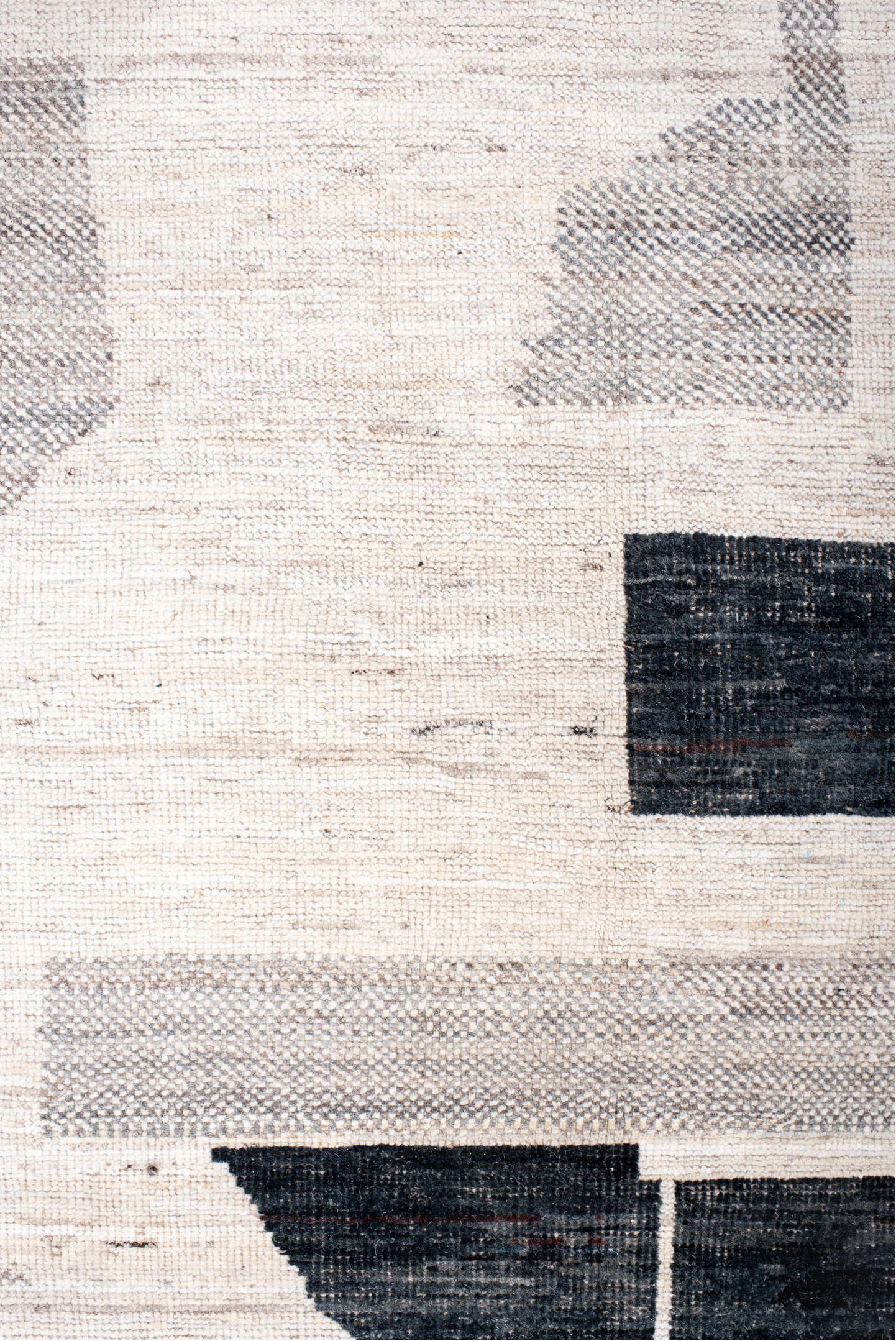 13' x 17' one-of-a-kind handmade vintage Tulu oversize rug. Color palette: black, blue, dark gray, dim gray, gainsboro, gray