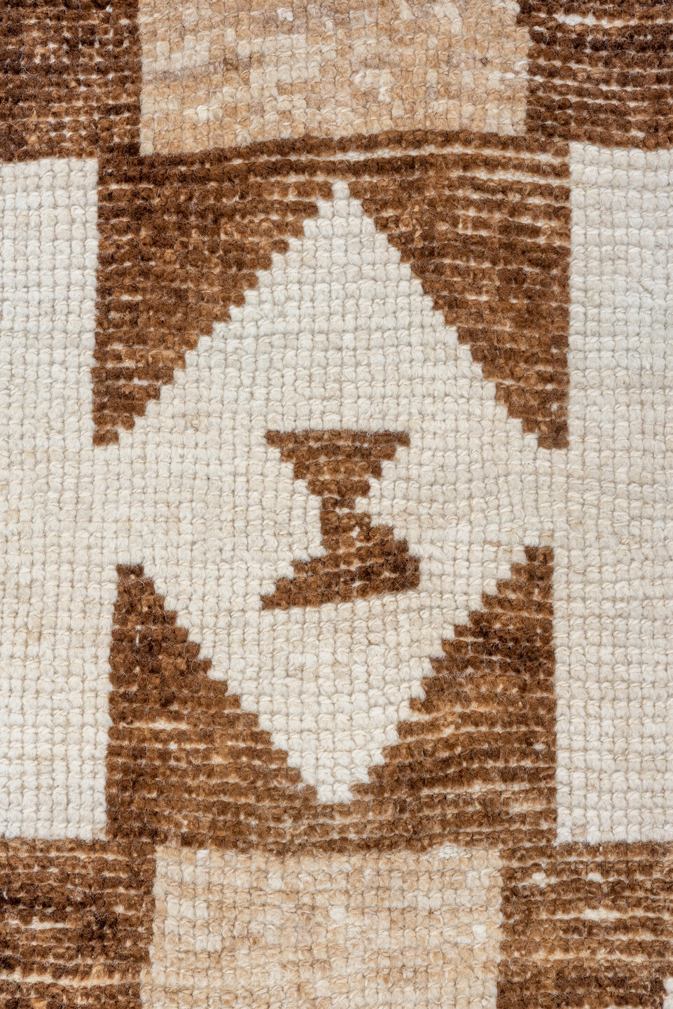 3' x 11' one-of-a-kind handmade vintage Kars runner rug. Color palette: brown, gray, light gray, linen, off-white, old lace