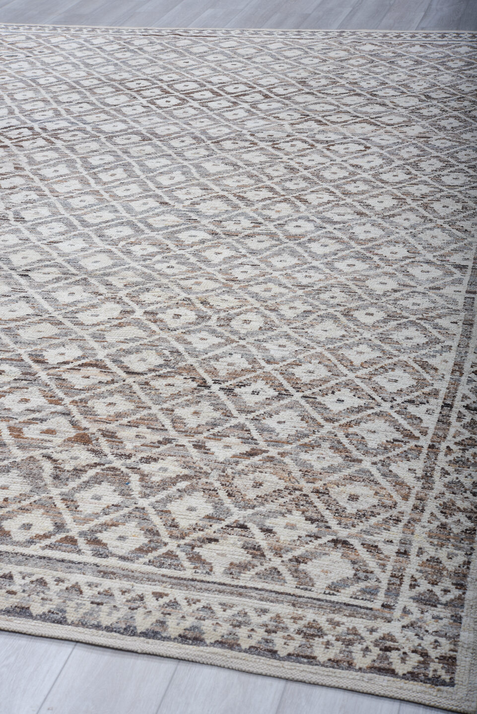 10' x 13' one-of-a-kind handmade vintage Tulu large size rug. Color palette: black, dark gray, dim gray, gainsboro, gray