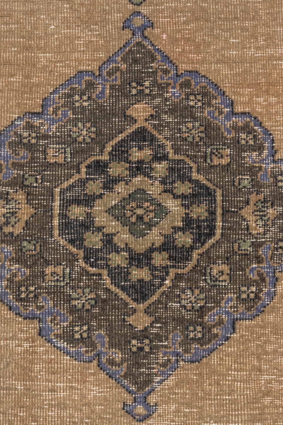 4' x 12' one-of-a-kind handmade vintage Oushak runner rug. Color palette: black, brown, charcoal, dim gray, gray, orange