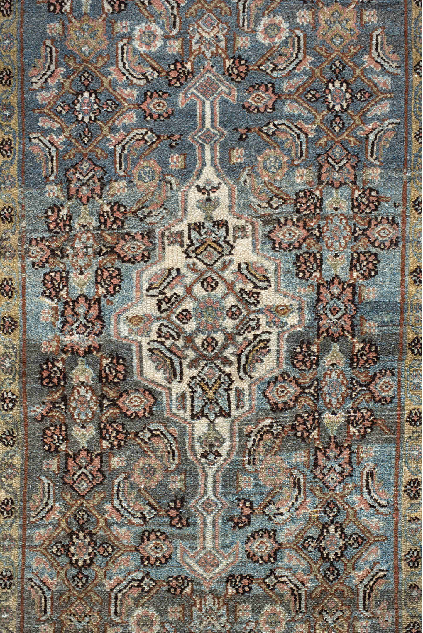 2' x 17' one-of-a-kind handmade vintage Malayer runner rug. Color palette: brown, gray, light gray, off-white, silver