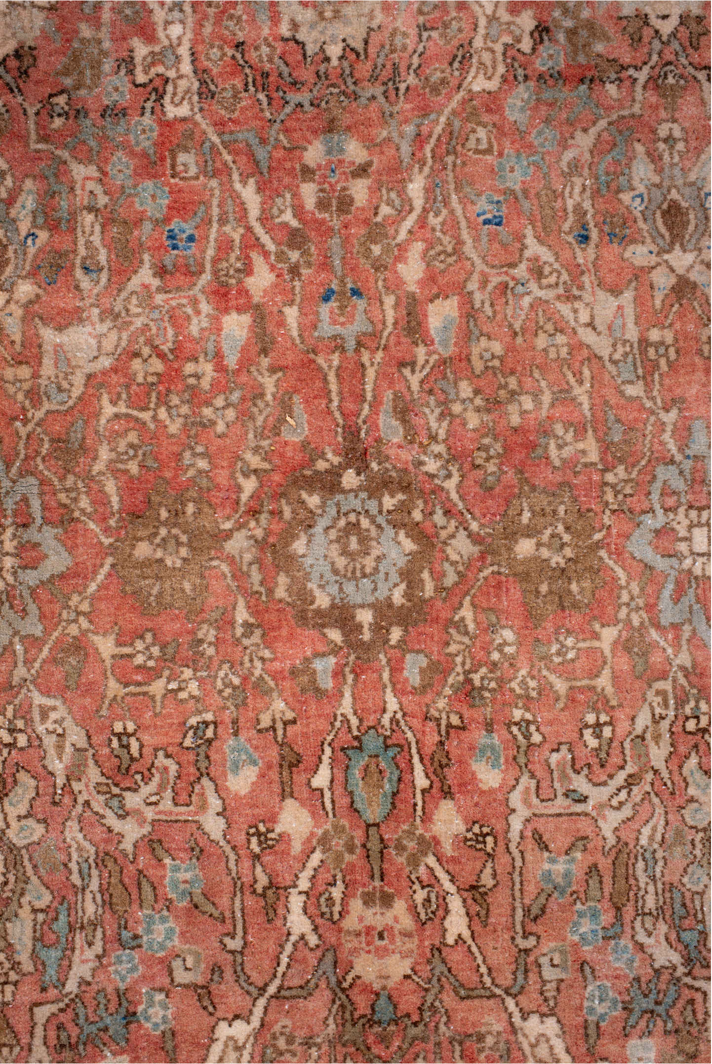 7' x 10' one-of-a-kind handmade vintage Bidjar large size rug. Color palette: brown, gray, light gray, off-white, orange