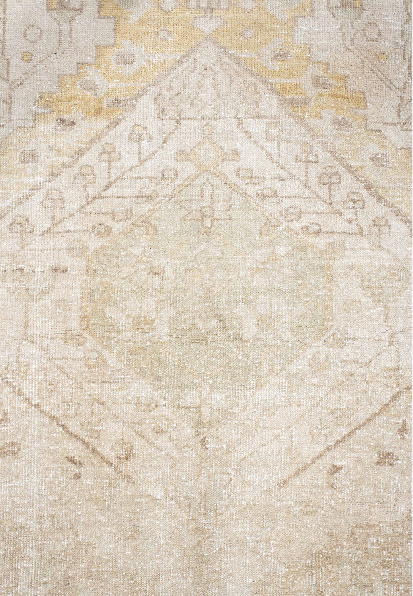 2' x 10' one-of-a-kind handmade vintage Karaje runner rug. Color palette: antiquewhite, brown, gainsboro, gray, light gray