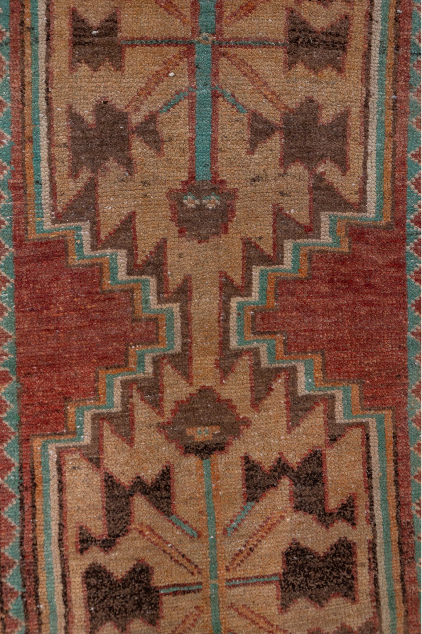 2' x 10' one-of-a-kind handmade vintage Oushak runner rug. Color palette: brown, saddle brown