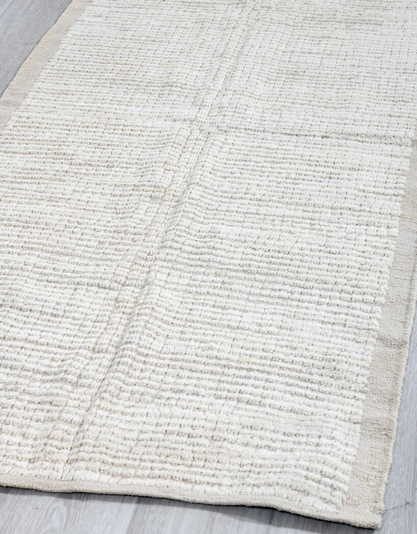 3' x 9' one-of-a-kind handmade vintage Tulu runner rug. Color palette: black, dark gray, dim gray, gray, light gray, linen