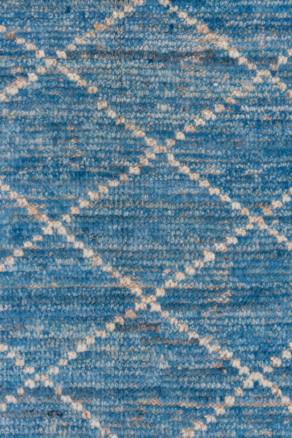 10' x 13' one-of-a-kind handmade vintage Tulu large size rug. Color palette: arapawa, blue, gainsboro, gray, light blue