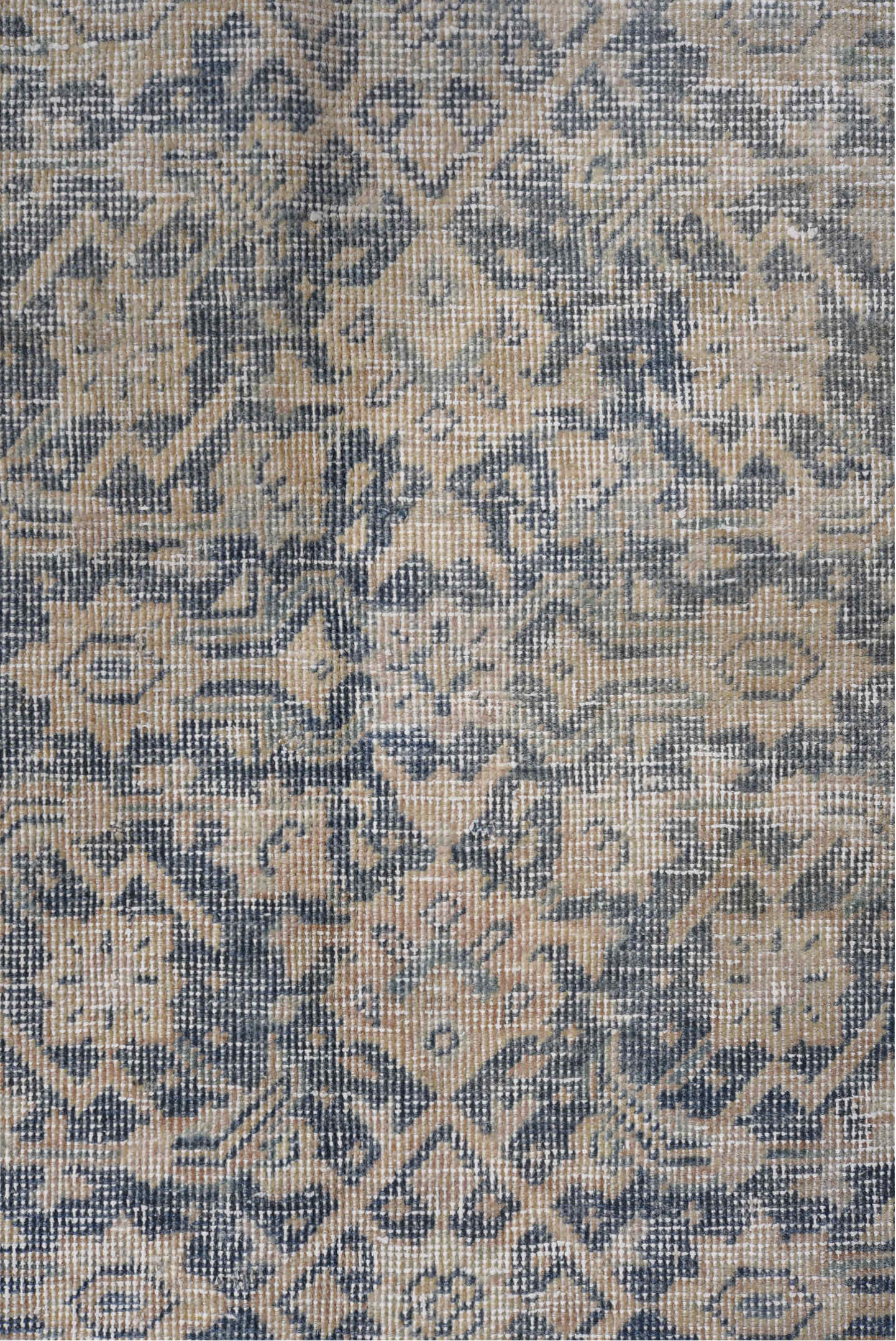 5' x 7' one-of-a-kind handmade vintage Tabriz rug. Color palette: gray, light gray, off-white, blue, black, silver