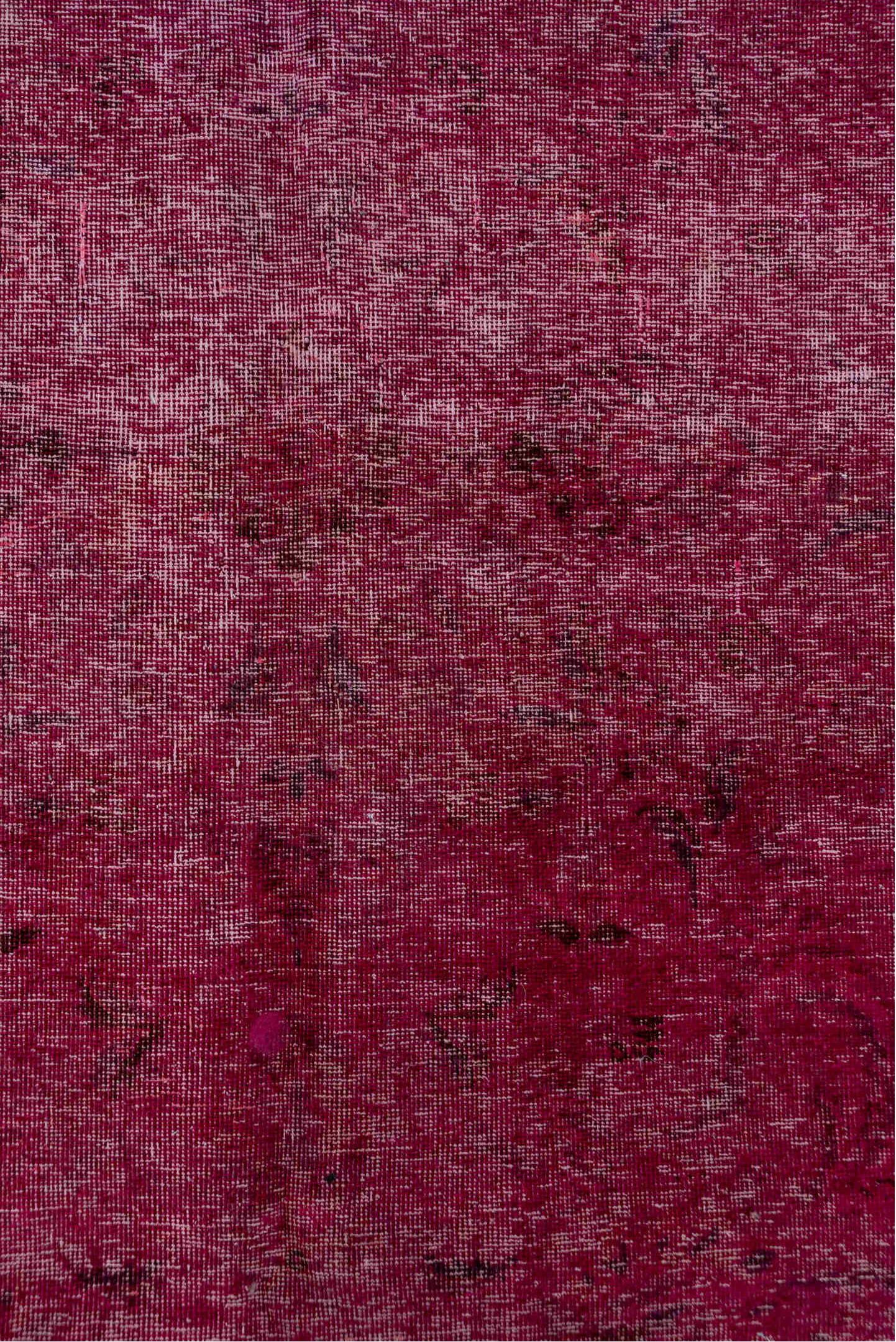 9' x 10' one-of-a-kind handmade vintage Overdyed large size rug. Color palette: brown, off-white, pink, red, snow, white