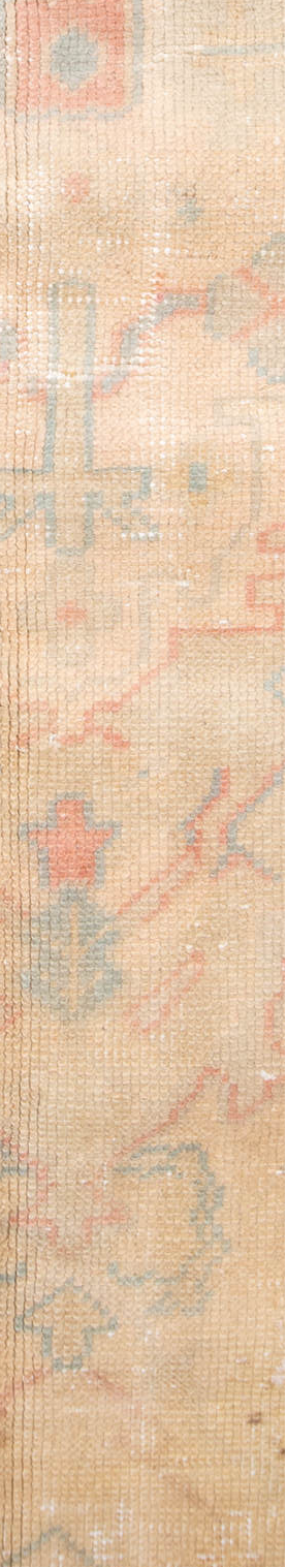 7' x 14' one-of-a-kind handmade vintage Oushak large size rug. Color palette: antiquewhite, bisque, blanched almond, brown