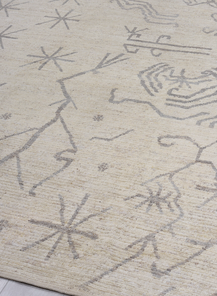 10' x 13' one-of-a-kind handmade vintage Tulu large size rug. Color palette: black, dark gray, dim gray, gainsboro, gray