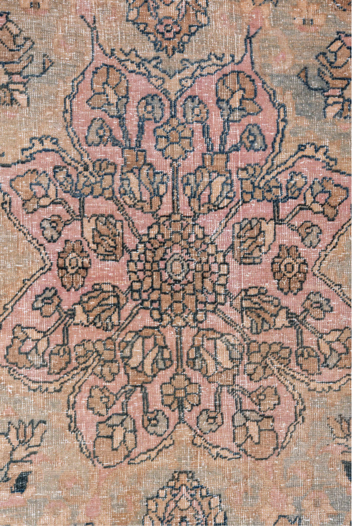 4' x 7' one-of-a-kind handmade vintage Bidjar rug. Color palette: blue, brown, dim gray, fiord, gray, off-white, orange