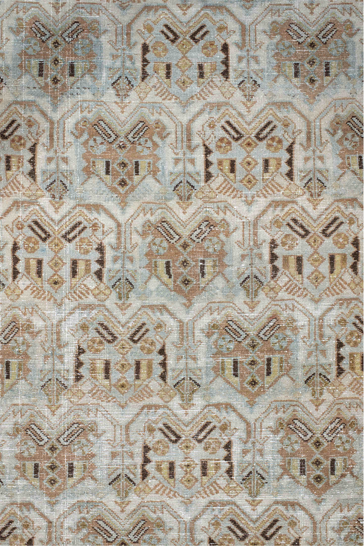 4' x 6' one-of-a-kind handmade vintage Afshar small size rug. Color palette: off-white, light gray, gray, brown, linen