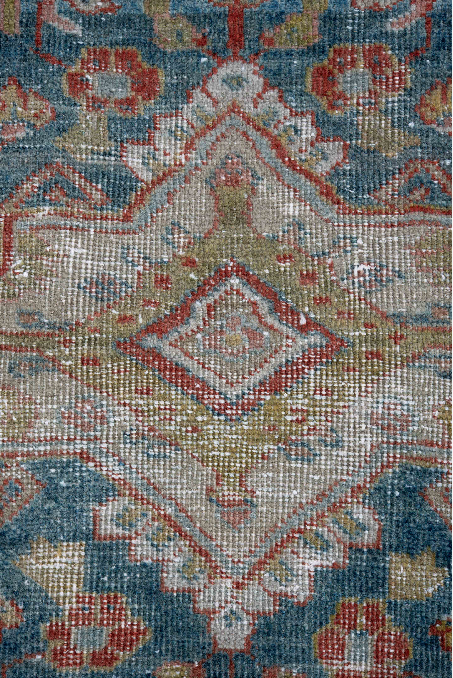 8' x 11' one-of-a-kind handmade vintage Mahal large size rug. Color palette: blue, brown, dark gray, gray, light blue