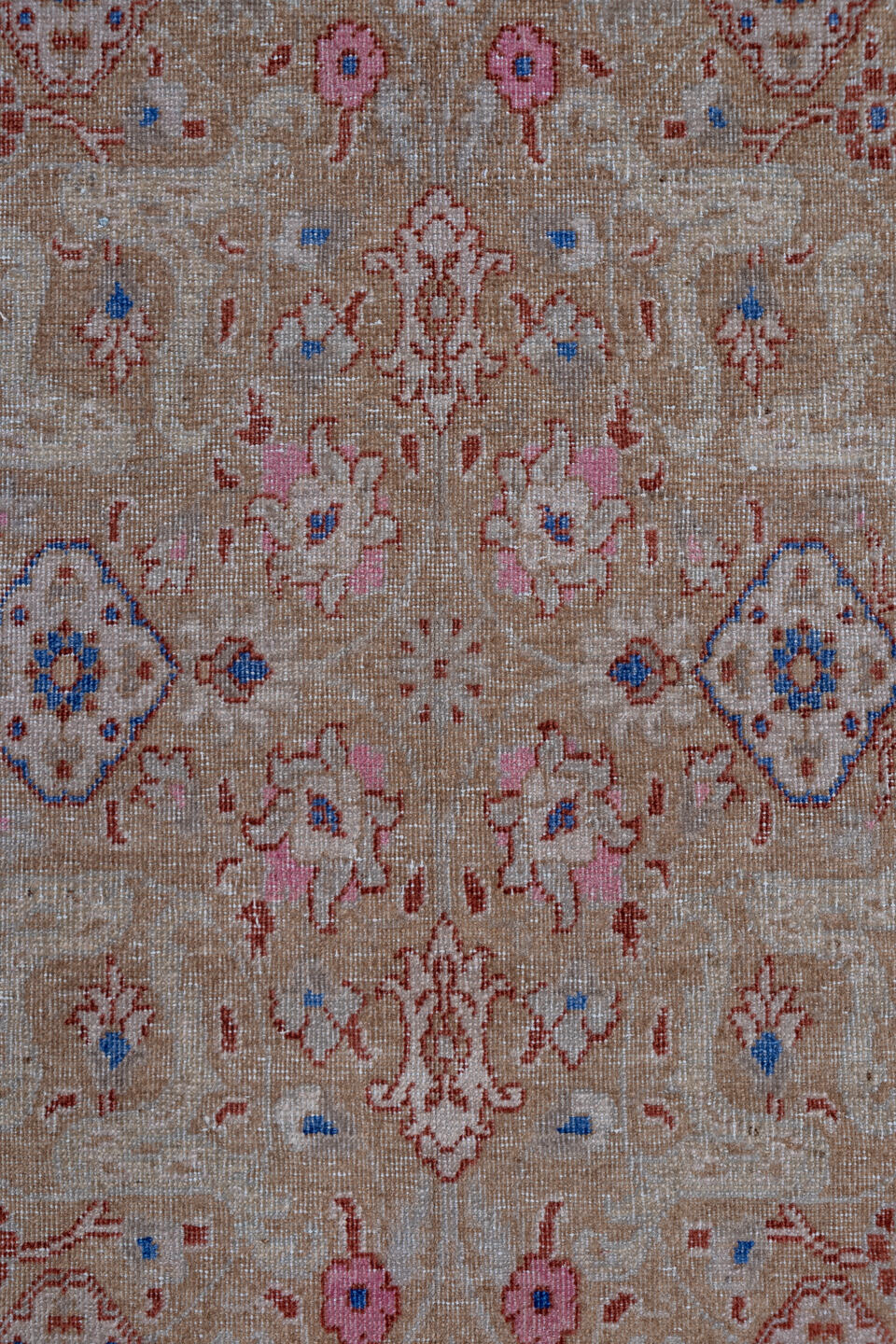 4' x 6' one-of-a-kind handmade vintage Sivas small size rug. Color palette: blue, brown, gray, light gray, pink, red