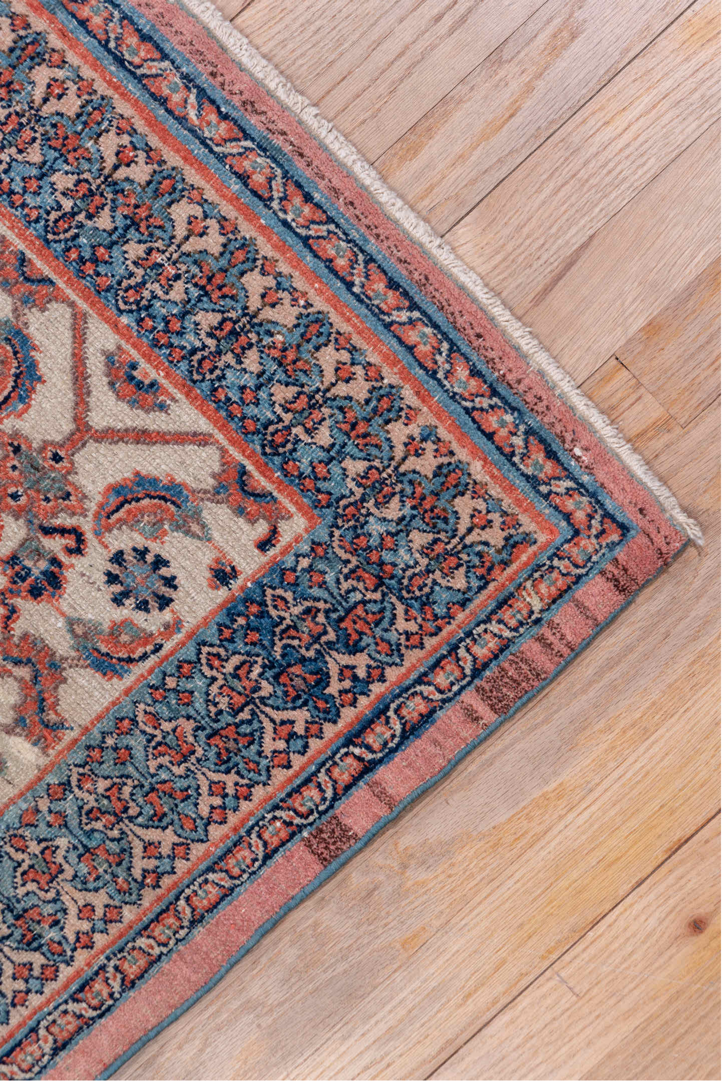 8' x 11' one-of-a-kind handmade vintage Khorassan large size rug. Color palette: black, blue, brown, gray, light gray