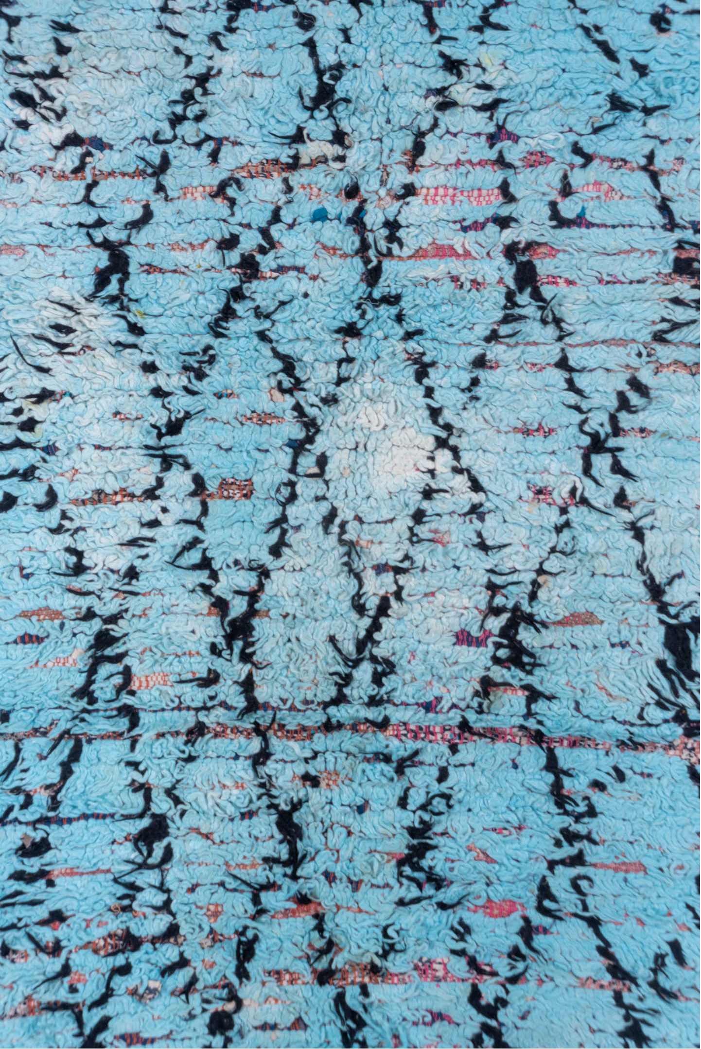 3' x 7' one-of-a-kind handmade vintage Rag Rug runner rug. Color palette: blue, gray, light blue, light gray