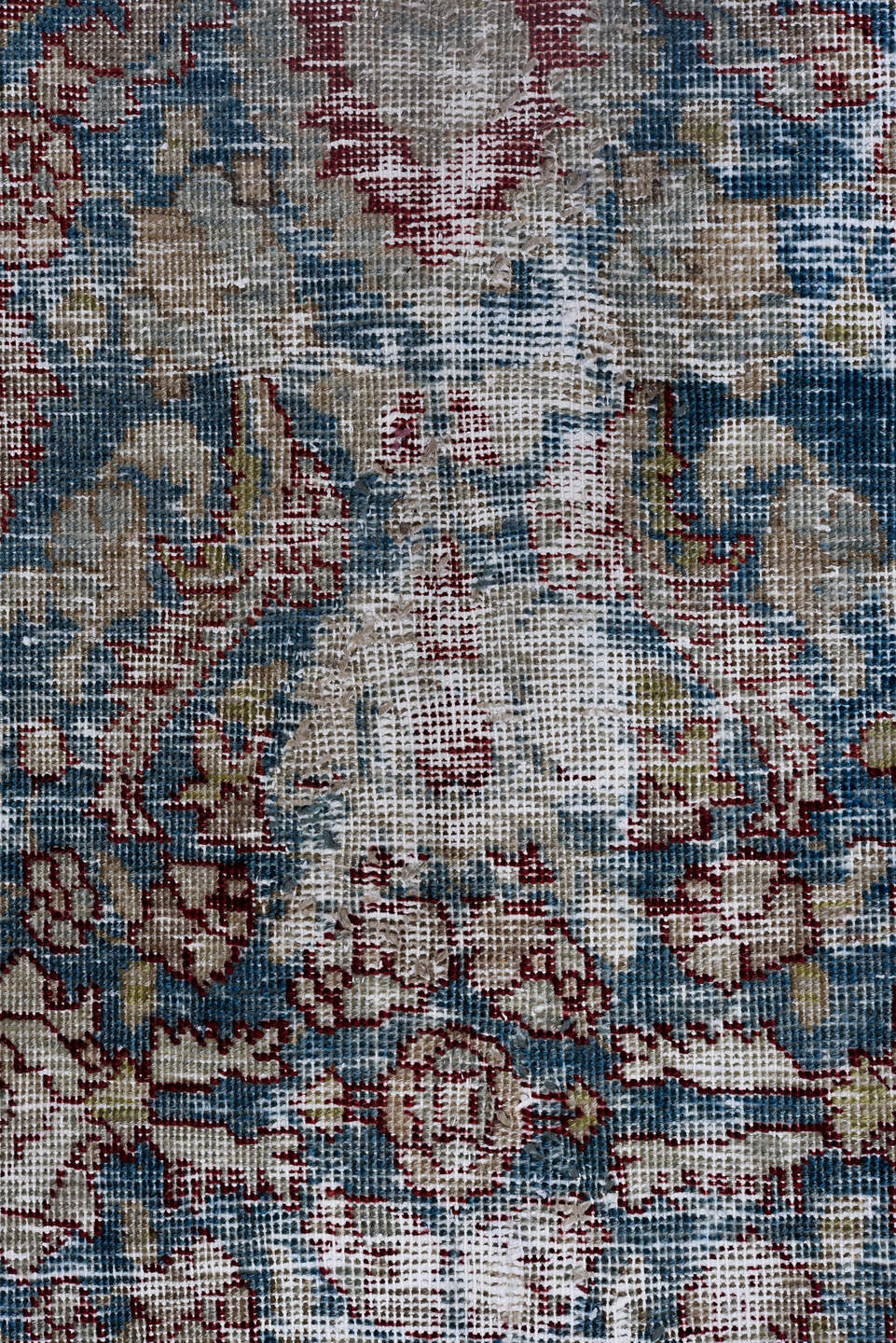 8' x 11' one-of-a-kind handmade vintage Tabriz large size rug. Color palette: gray, off-white, light gray, pink, black, blue