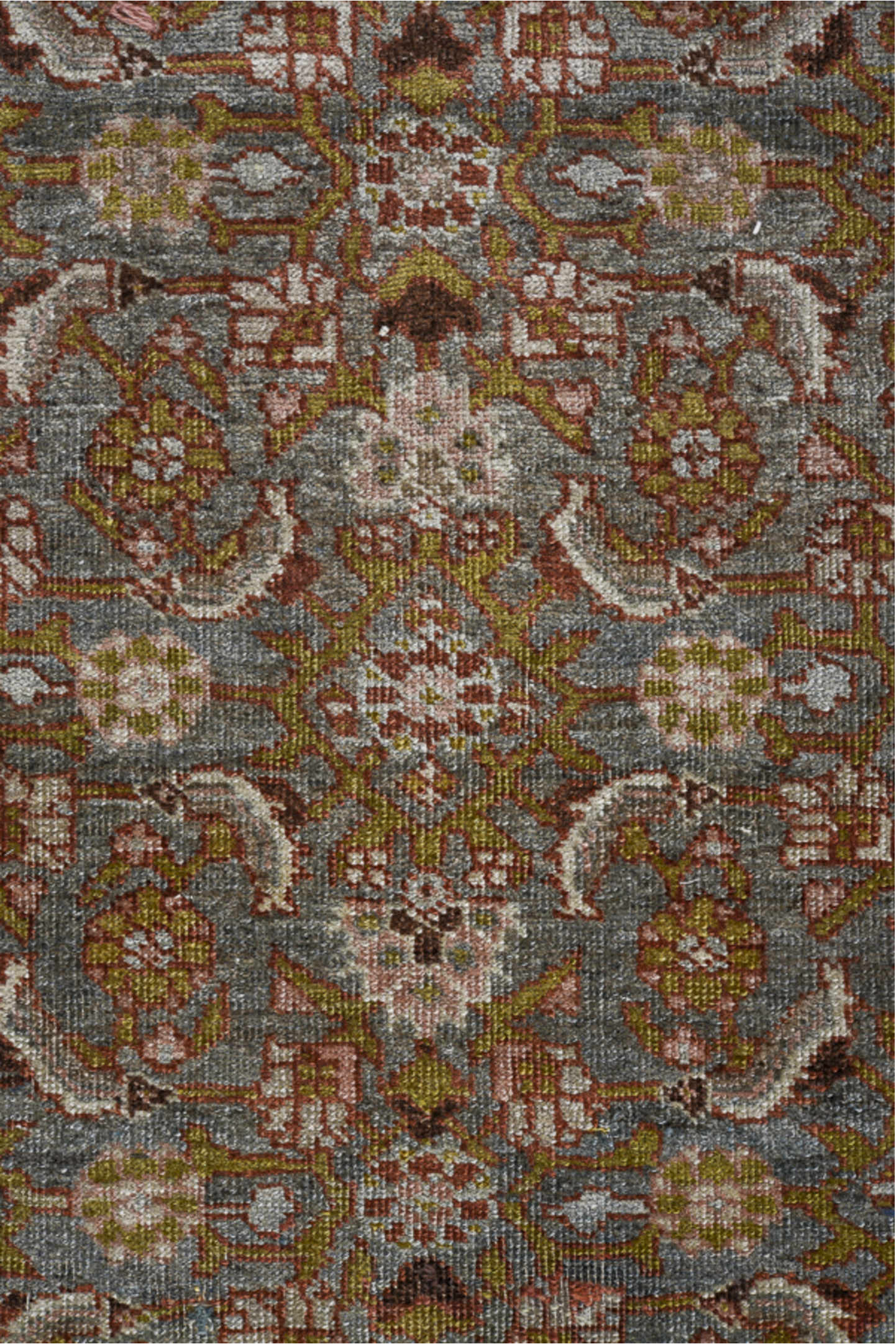 3' x 16' one-of-a-kind handmade vintage Bidjar runner rug. Color palette: brown, dim gray, gray