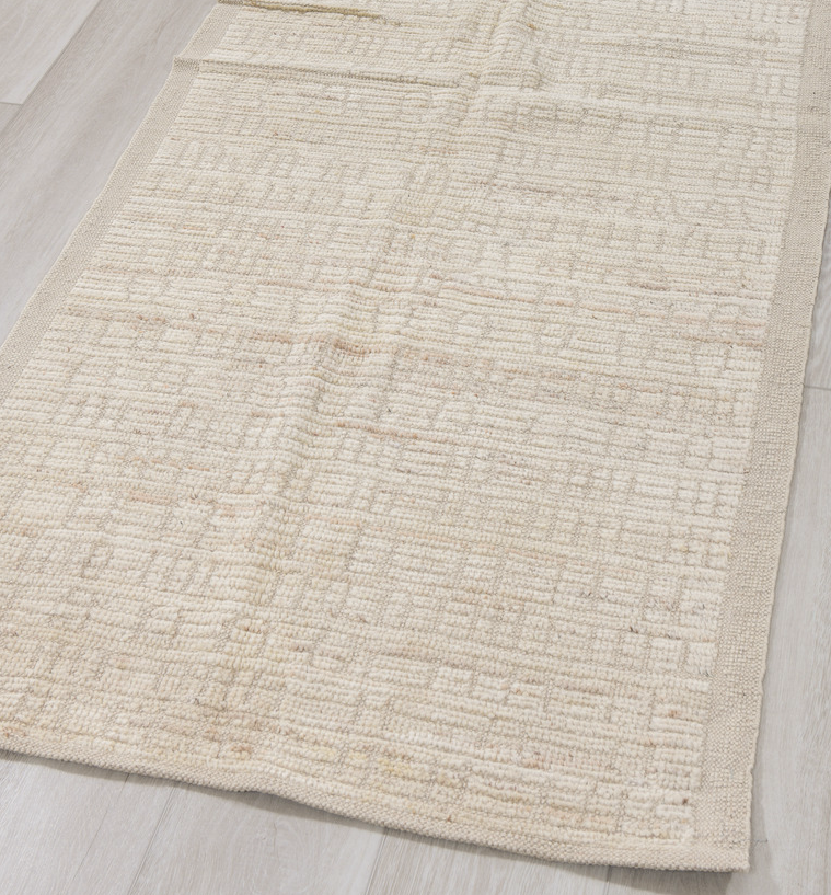 2' x 13' one-of-a-kind handmade vintage Tulu runner rug. Color palette: dark gray, gainsboro, gray, light gray, off-white