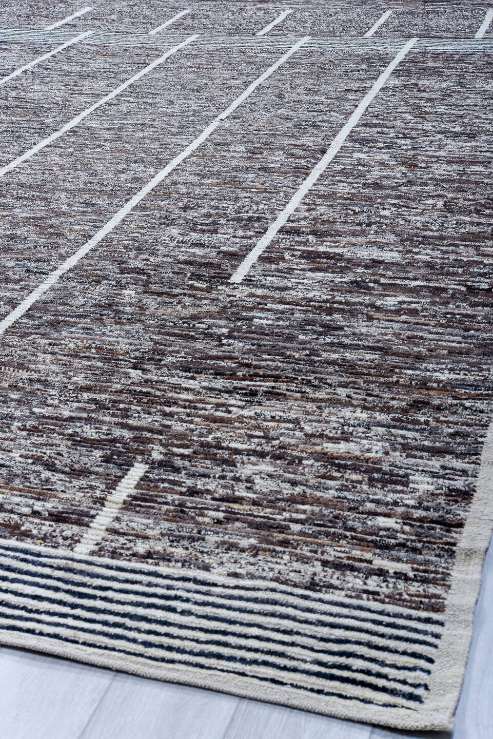 10' x 14' one-of-a-kind handmade vintage Tulu large size rug. Color palette: black, blue, dark gray, dim gray, fiord