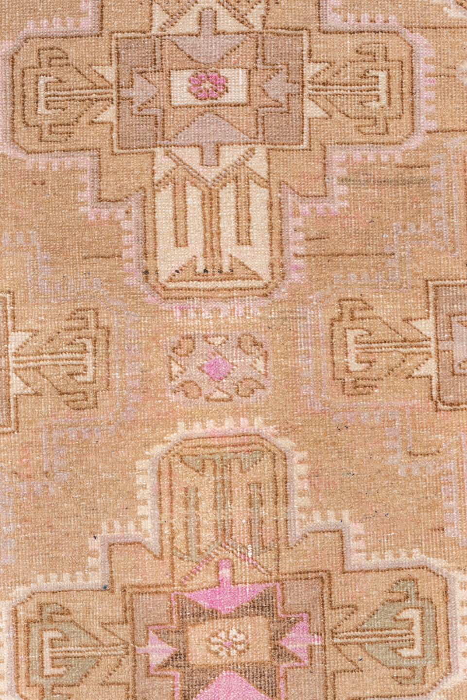 2' x 10' one-of-a-kind handmade vintage Malayer runner rug. Color palette: brown, off-white, orange, pink, snow, tan, white
