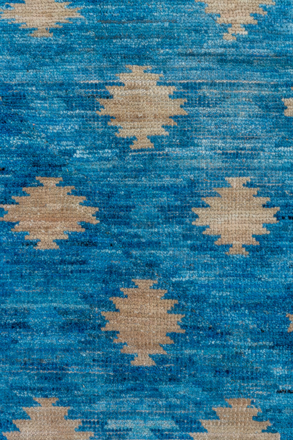 12' x 16' one-of-a-kind handmade vintage Modern oversize rug. Color palette: blue, dark gray, gray, light blue, light gray