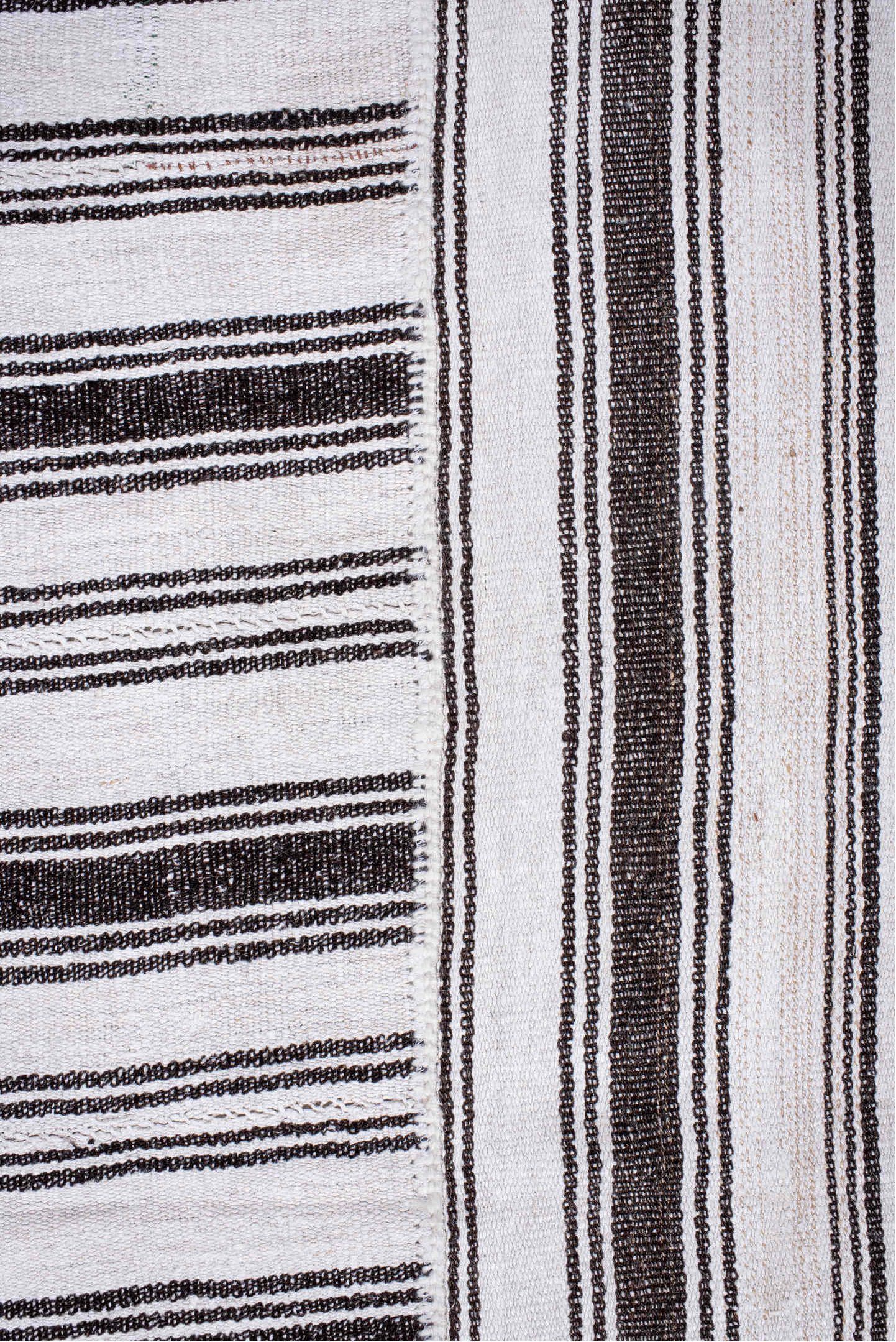 12' x 16' one-of-a-kind handmade vintage Flatweave oversize rug. Color palette: gray, pink, light gray, off-white