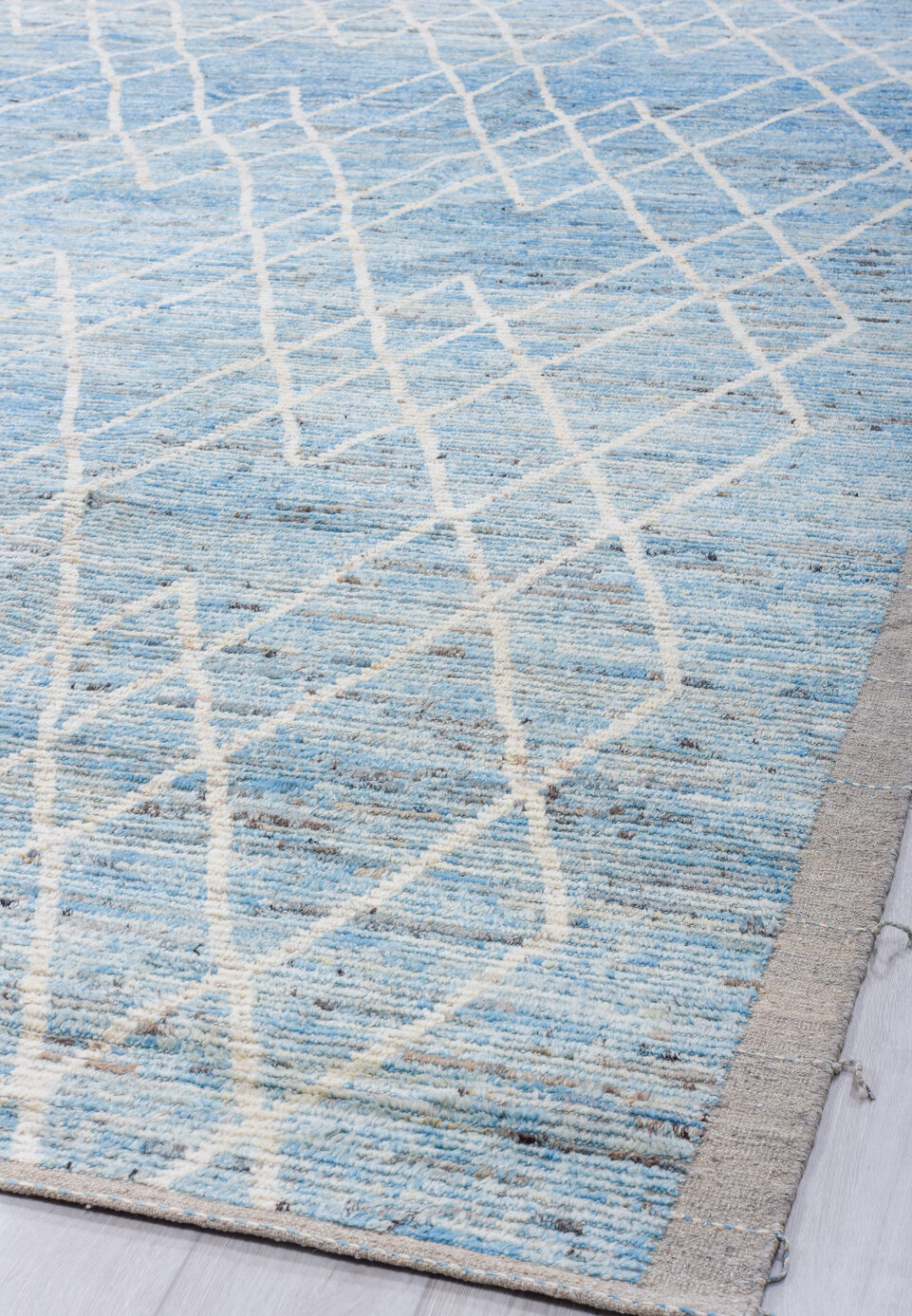 10' x 13' one-of-a-kind handmade vintage Tulu large size rug. Color palette: black, blue, charcoal, dark gray, dim gray