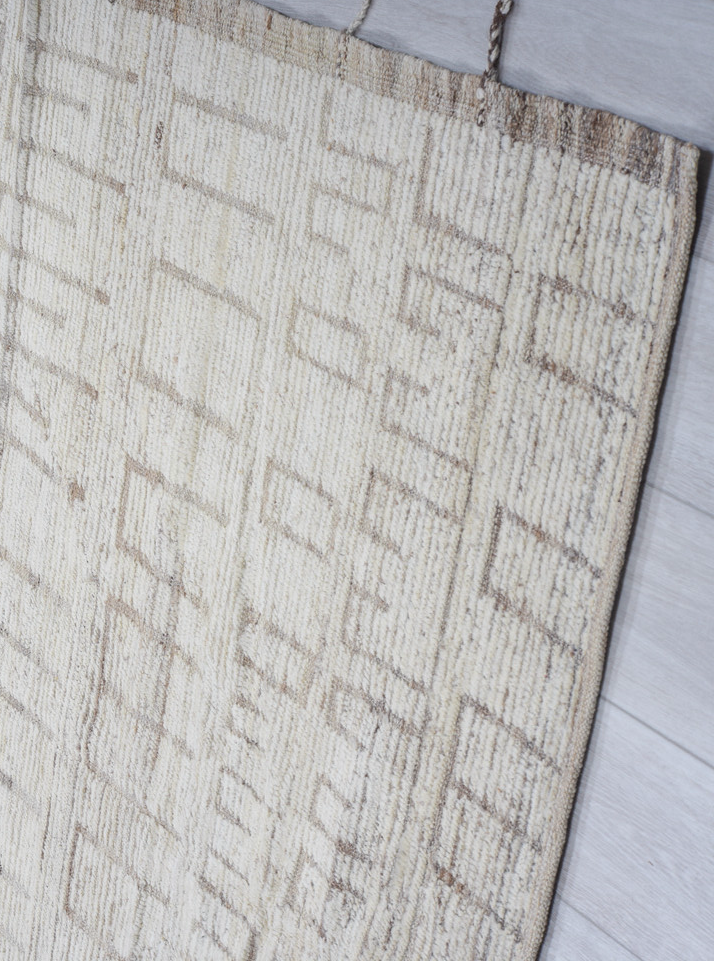 9' x 12' one-of-a-kind handmade vintage Tulu large size rug. Color palette: black, charcoal, dark gray, dim gray, gainsboro