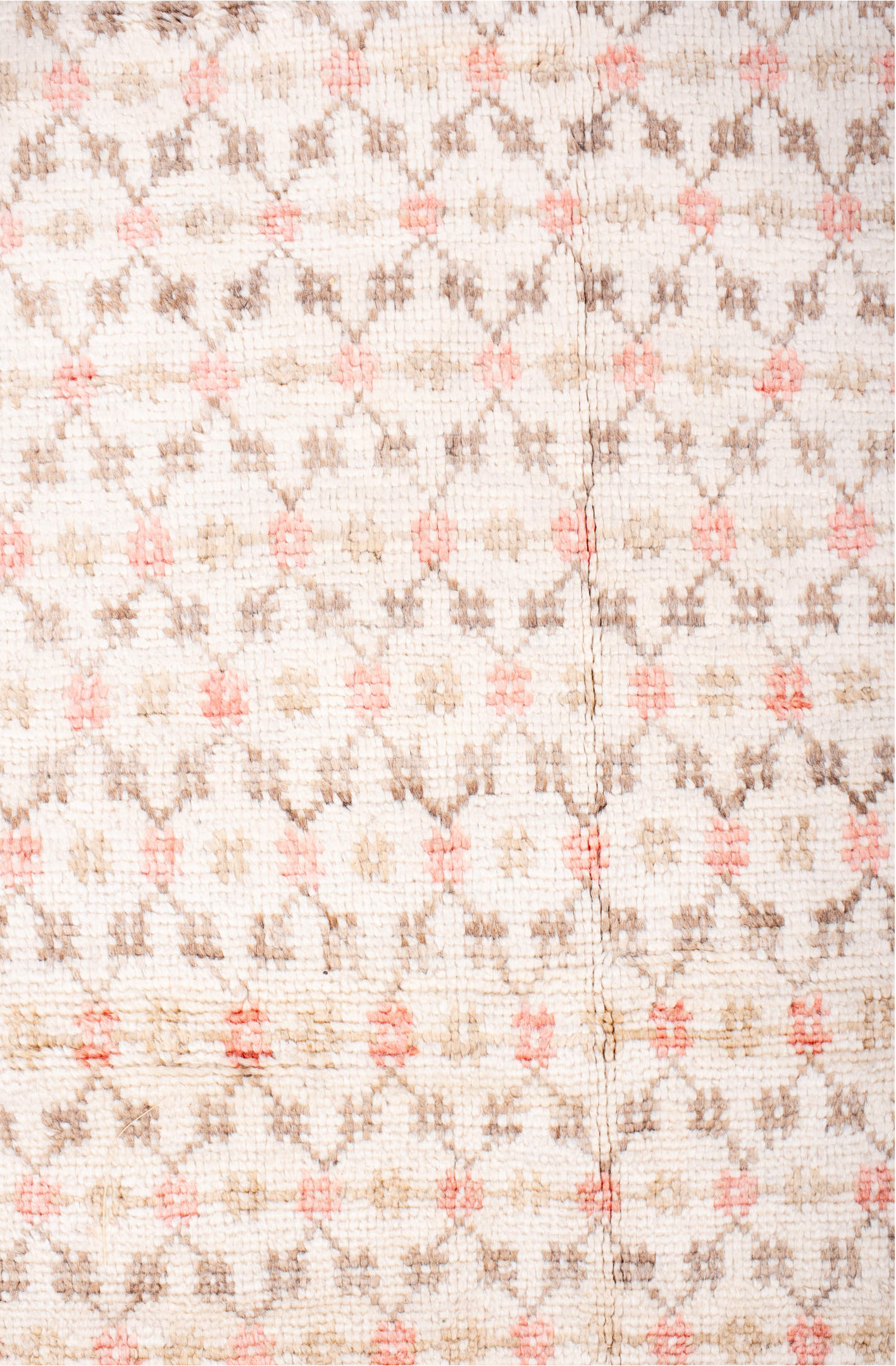 8' x 10' one-of-a-kind handmade vintage Oushak large size rug. Color palette: antiquewhite, brown, gray, light gray, linen