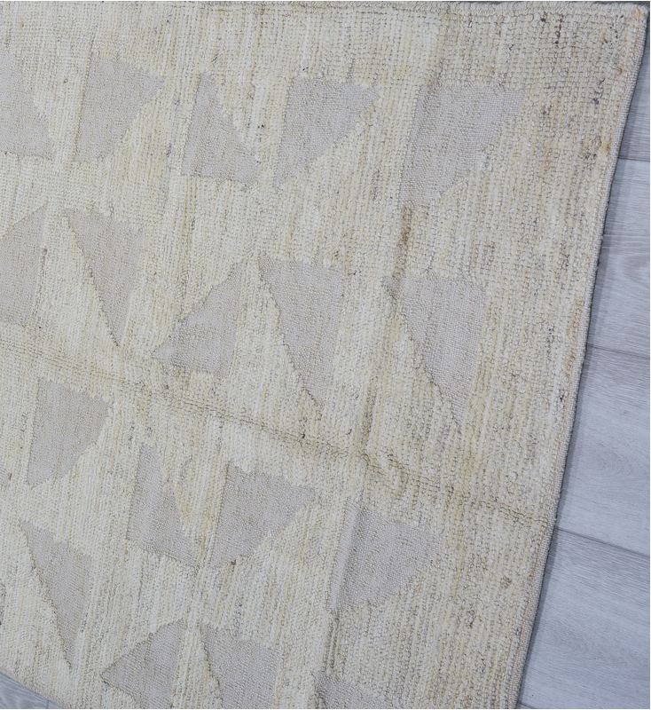 3' x 11' one-of-a-kind handmade vintage Tulu runner rug. Color palette: dark gray, dim gray, gainsboro, gray, light blue