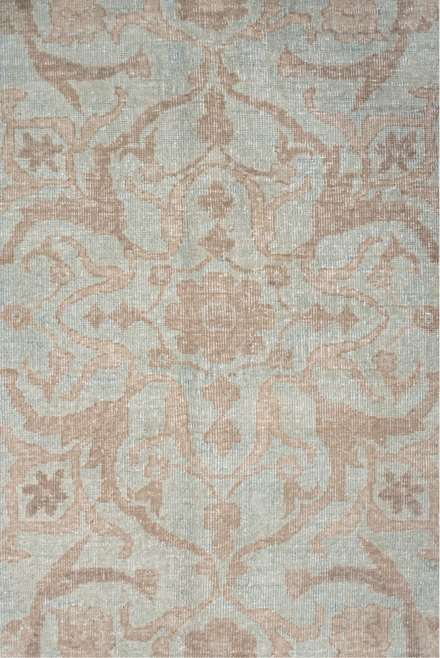 9' x 11' one-of-a-kind handmade vintage Sivas large size rug. Color palette: gray, light gray, off-white, pink, brown