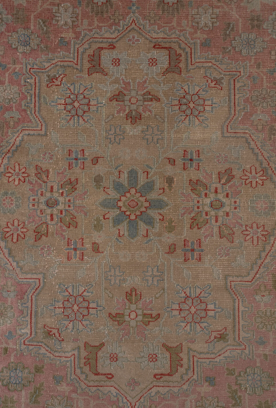 13' x 16' one-of-a-kind handmade vintage Sivas oversize rug. Color palette: brown, dim gray, gray, pink, red, redwood