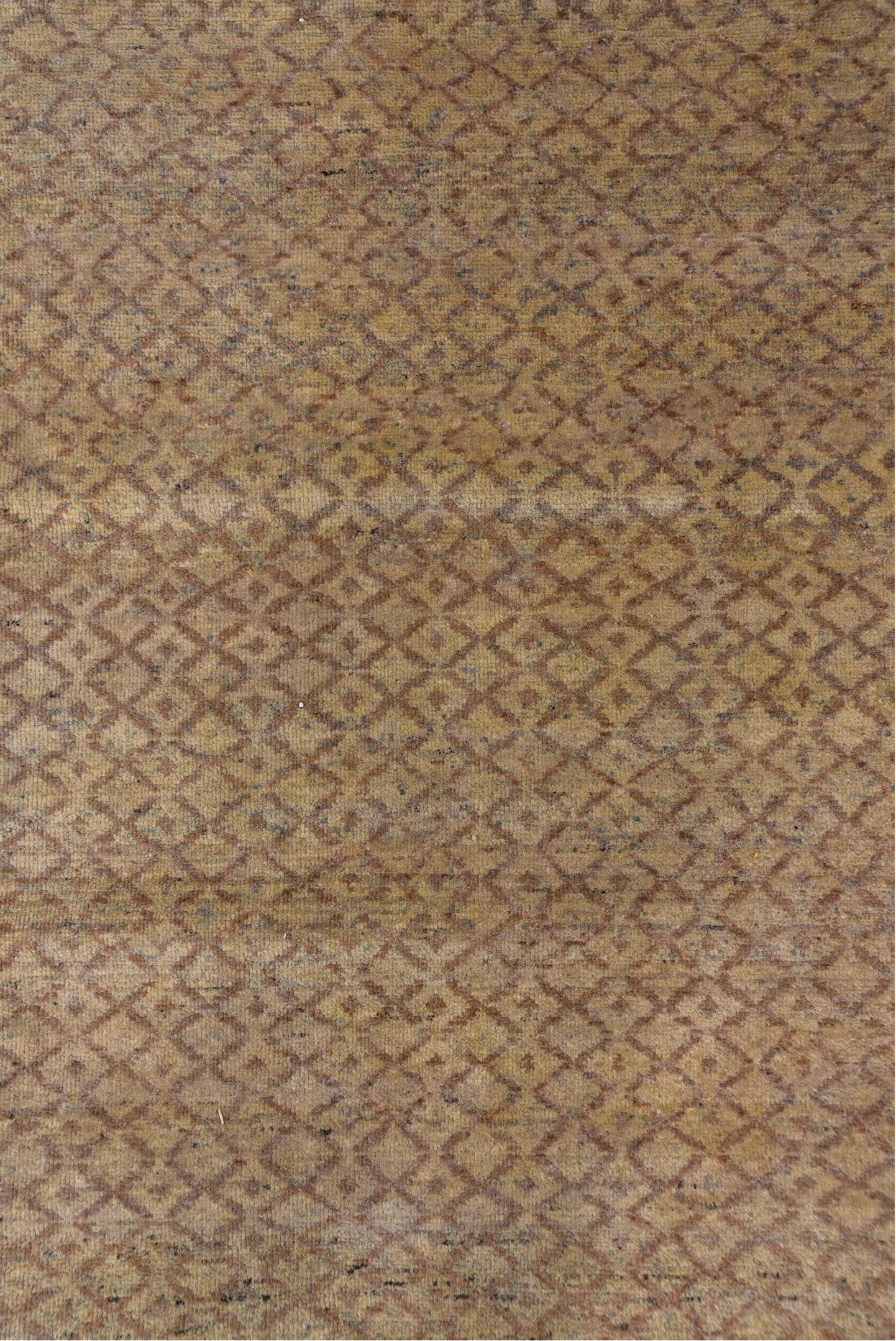 10' x 15' one-of-a-kind handmade vintage Mosaic rug. Color palette: pink, brown