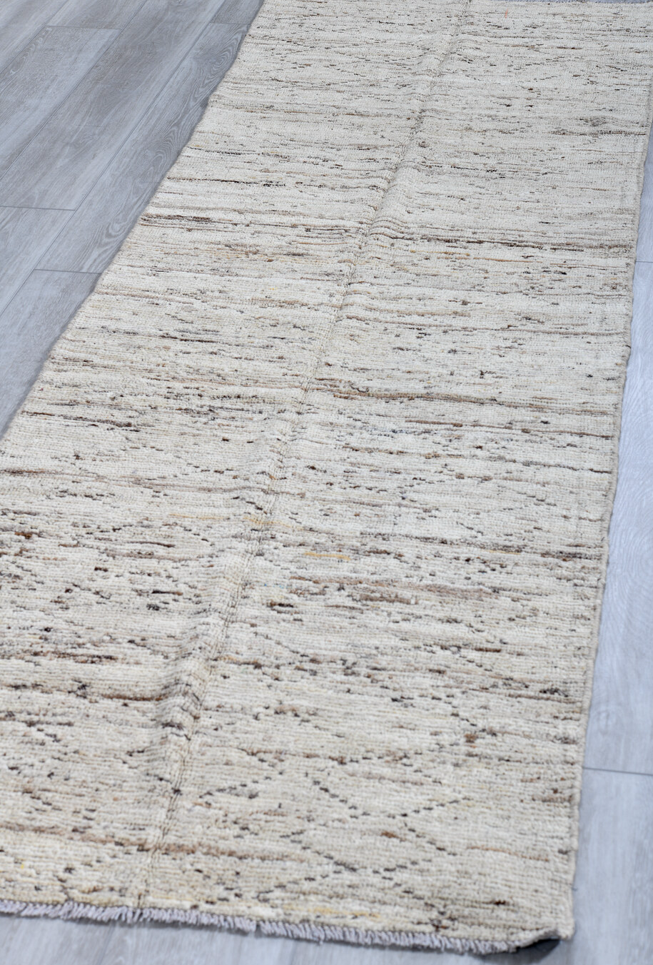 2' x 9' one-of-a-kind handmade vintage Tulu runner rug. Color palette: dark gray, gainsboro, gray, light blue, light gray