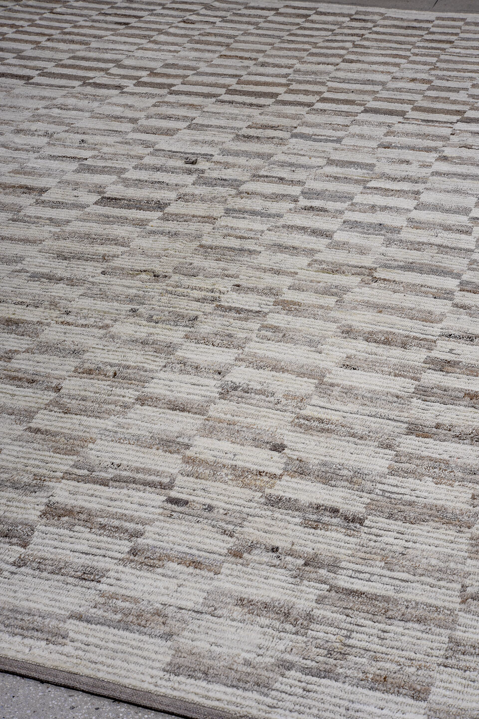 13' x 15' one-of-a-kind handmade vintage Tulu oversize rug. Color palette: dark gray, dim gray, gainsboro, gray, light gray