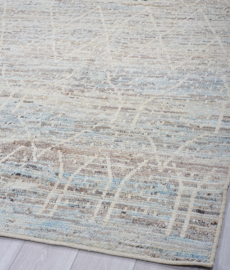 8' x 9' one-of-a-kind handmade vintage Tulu rug. Color palette: dark gray, gainsboro, gray, light gray, off-white, silver
