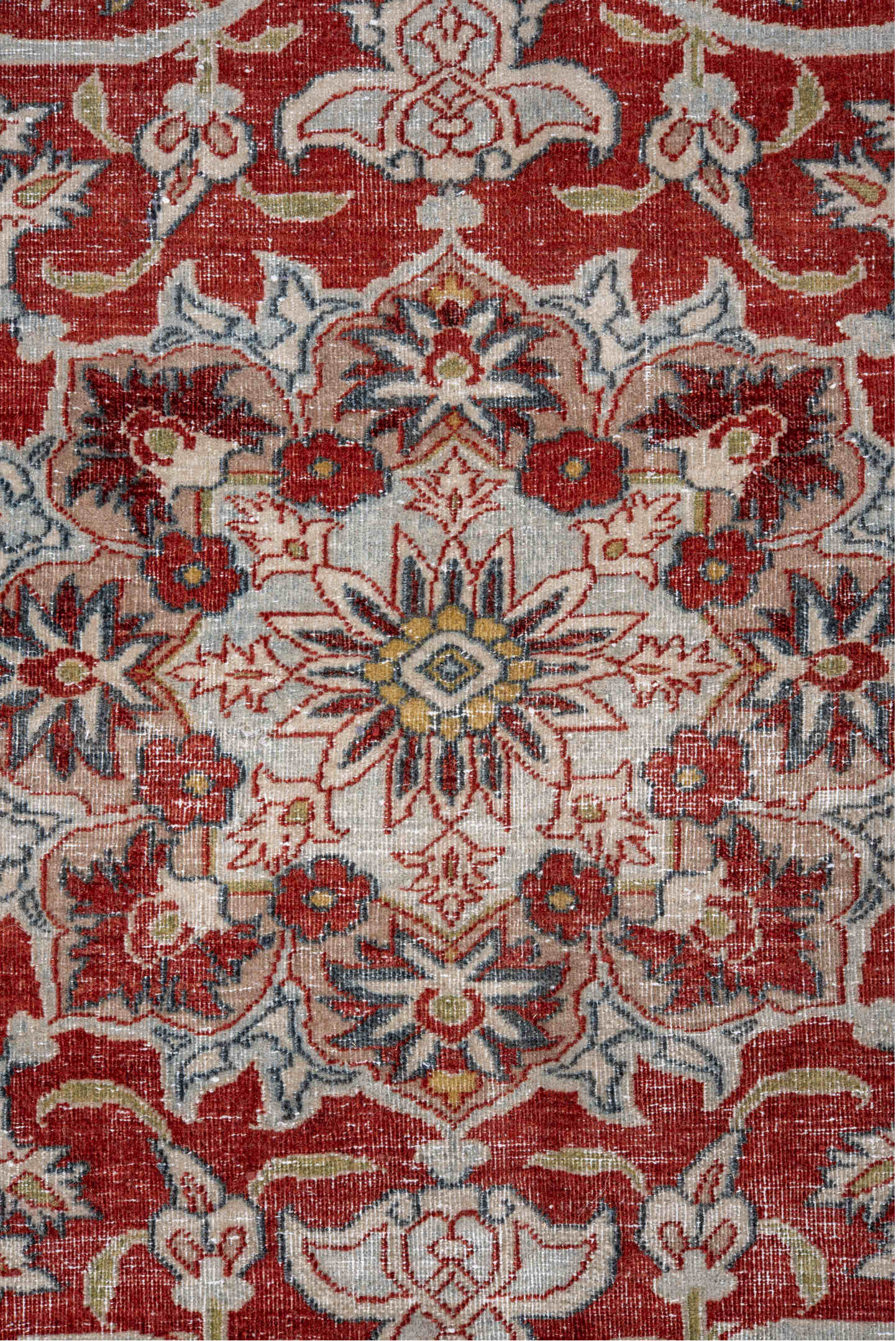 9' x 13' one-of-a-kind handmade vintage Isfahan large size rug. Color palette: black, brown, dark gray, dark salmon