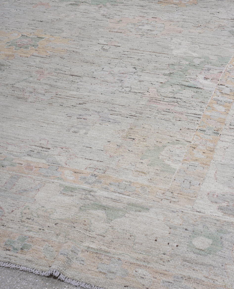 11' x 15' one-of-a-kind handmade vintage Oushak oversize rug. Color palette: black, brown, charcoal, dim gray, gray