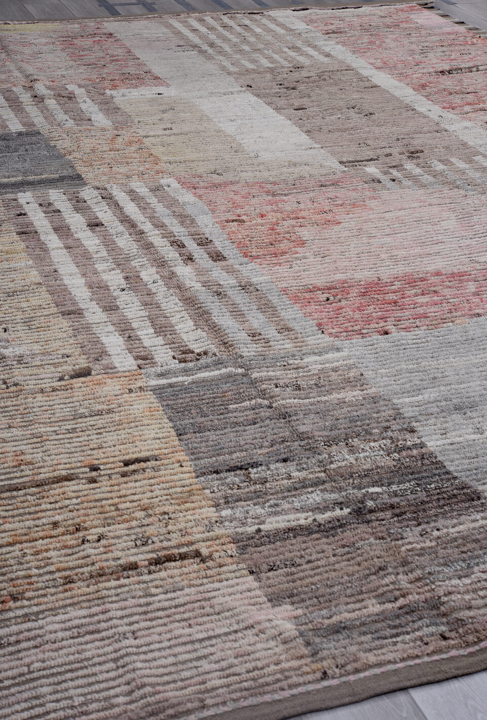 10' x 13' one-of-a-kind handmade vintage Tulu large size rug. Color palette: black, brown, dark gray, dim gray, gainsboro