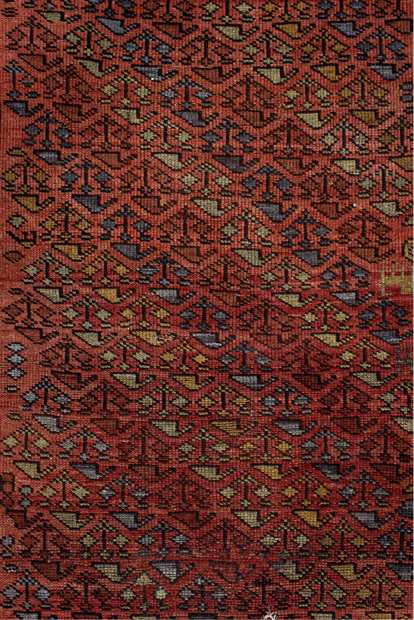 3' x 6' one-of-a-kind handmade vintage Kurd small size rug. Color palette: black, brown, charcoal, dim gray, gray