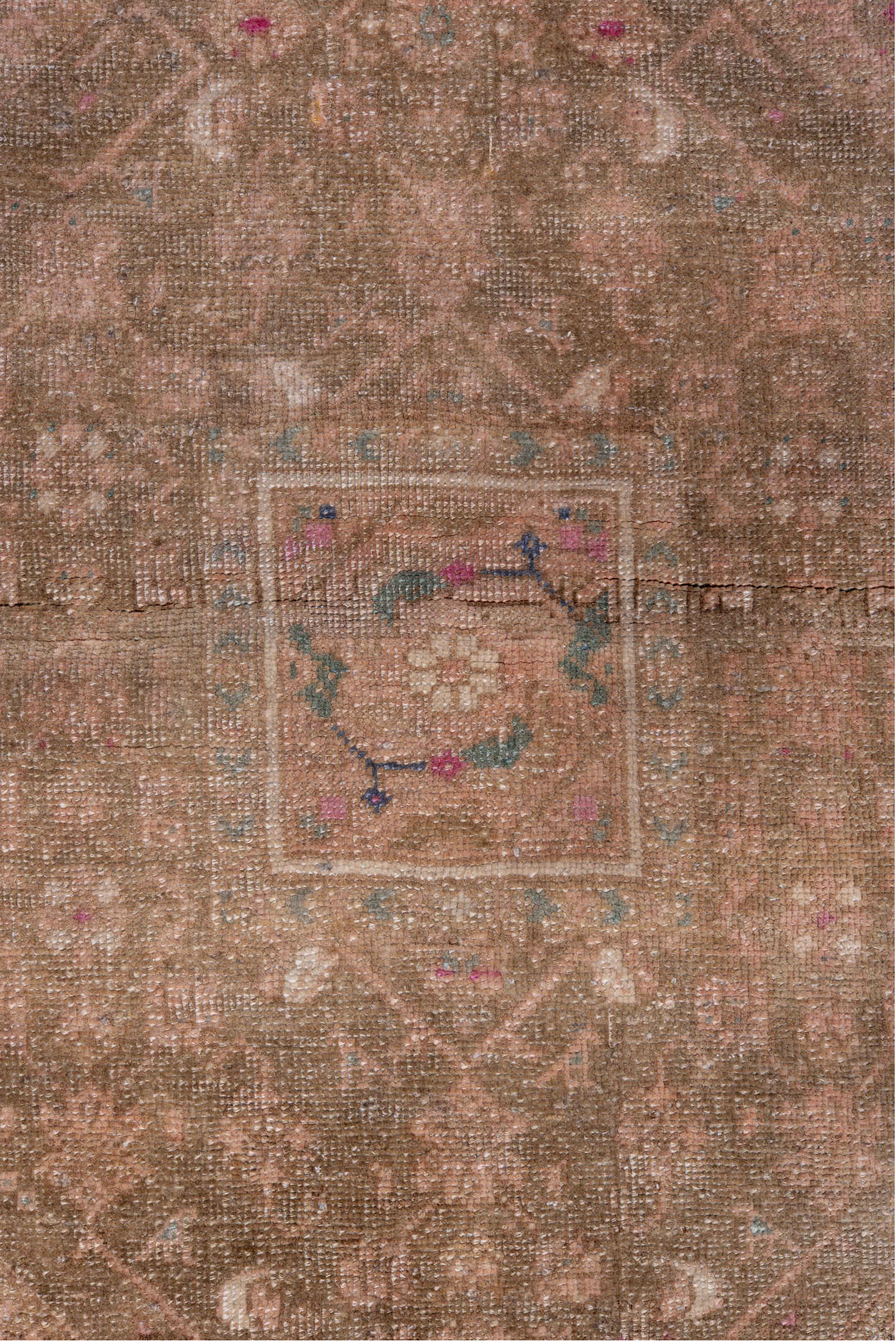 3' x 5' one-of-a-kind handmade vintage Sarouk small size rug. Color palette: gray, brown, pink, red, redwood