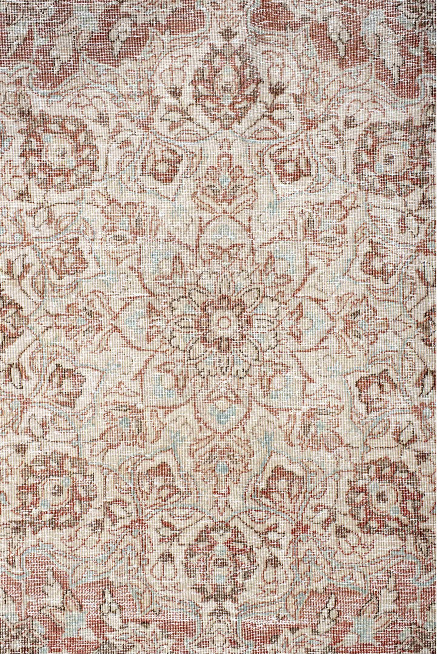8' x 12' one-of-a-kind handmade vintage Kashan large size rug. Color palette: antiquewhite, brown, dark gray, gray