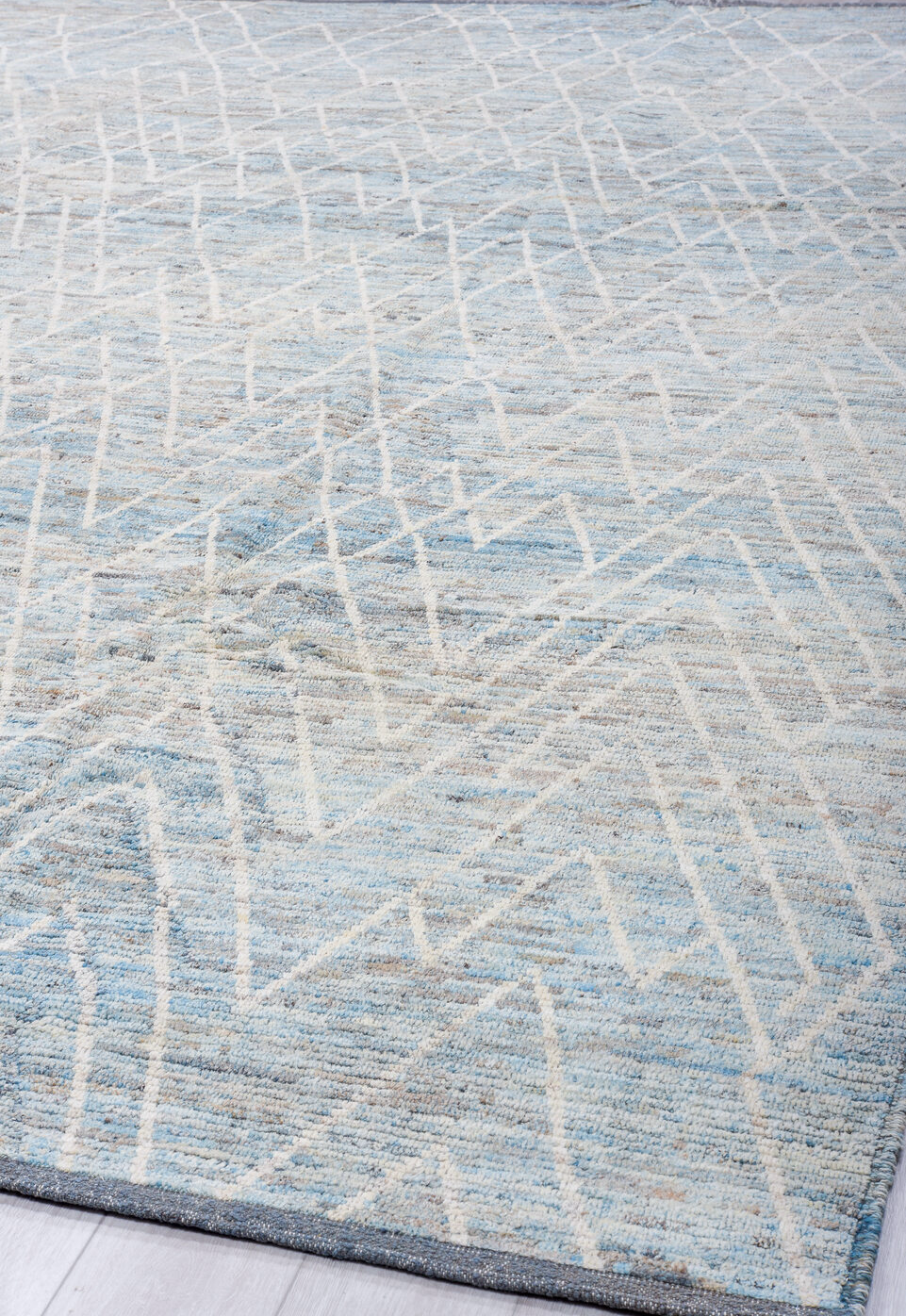 10' x 13' one-of-a-kind handmade vintage Tulu large size rug. Color palette: black, blue, dark gray, gainsboro, gray