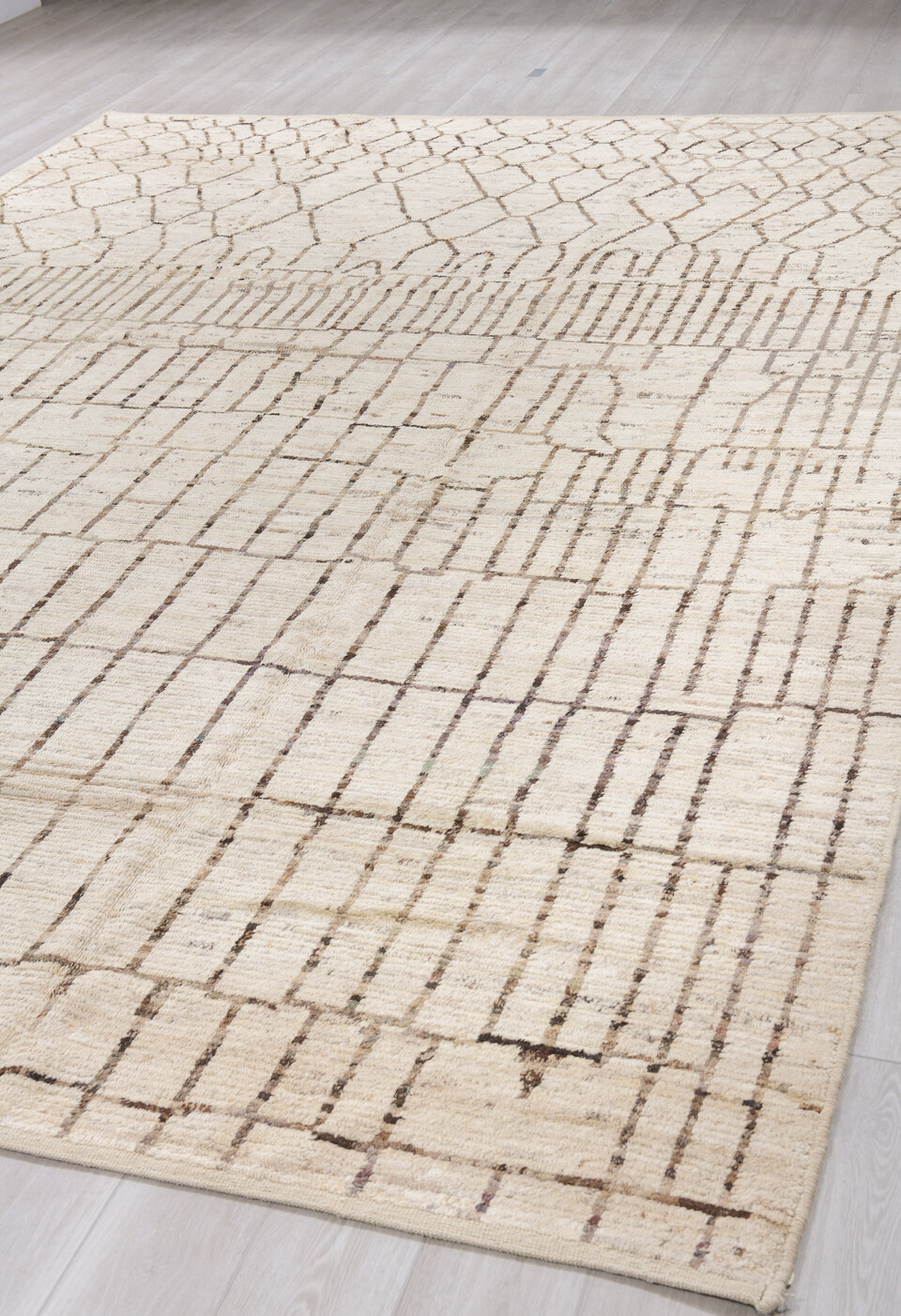 10' x 14' one-of-a-kind handmade vintage Tulu large size rug. Color palette: black, brown, dark gray, gainsboro, gray