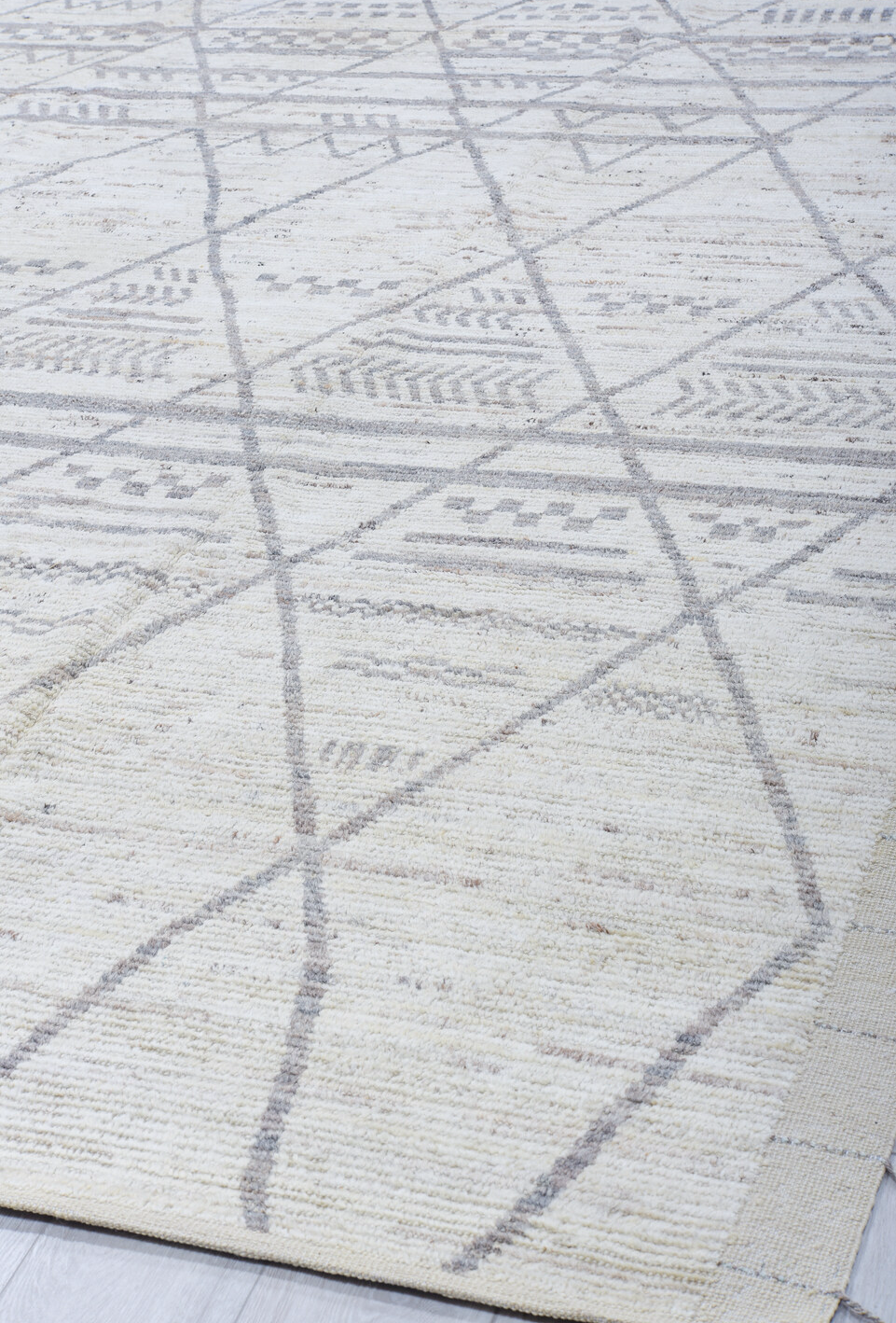 9' x 12' one-of-a-kind handmade vintage Tulu large size rug. Color palette: black, charcoal, dark gray, dim gray, gainsboro